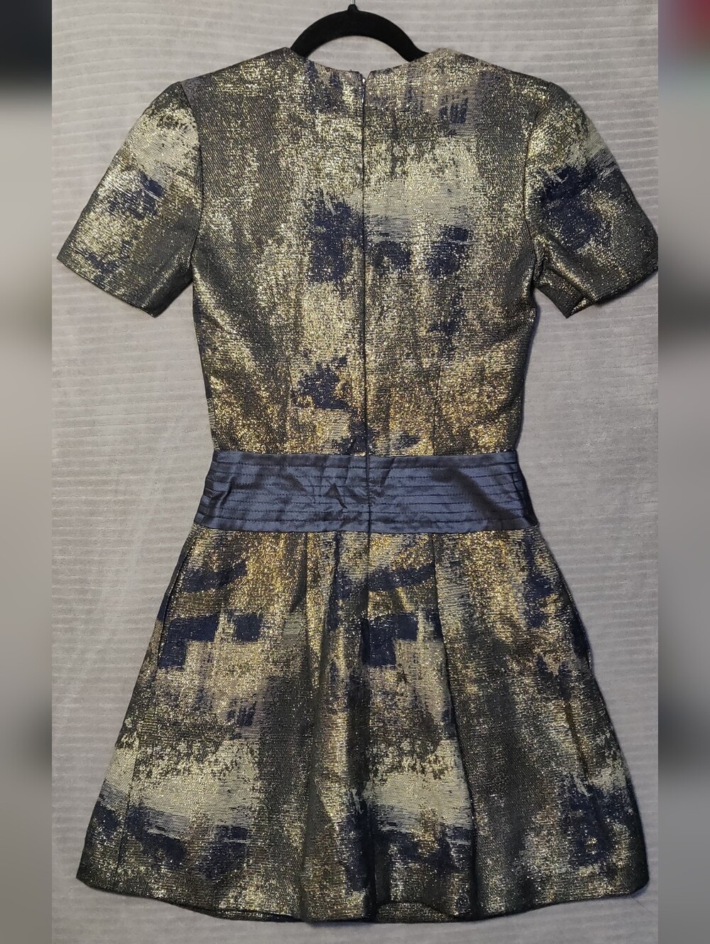 Carolina Herrera Navy and Gold Drop Waist Dress - Picture 3 of 3